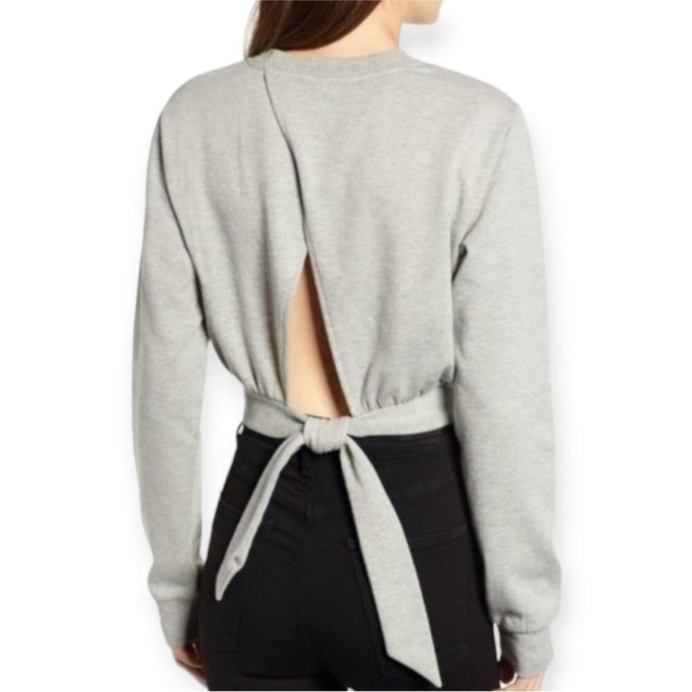 Ladies Rebecca Minkoff Molly Cropped Tie Back Sweatshirt Grey Size Small
